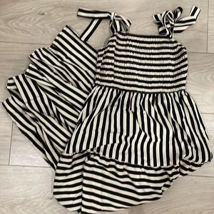 NWOT. Black and White Striped Midi Dress. Never worn .